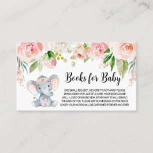 Tarjeta De Visita Libros de Baby Shower para elefantes chicas para b
