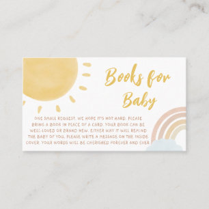 Tarjeta De Visita Libros de Baby Shower sobre el arcoiris y el sol p