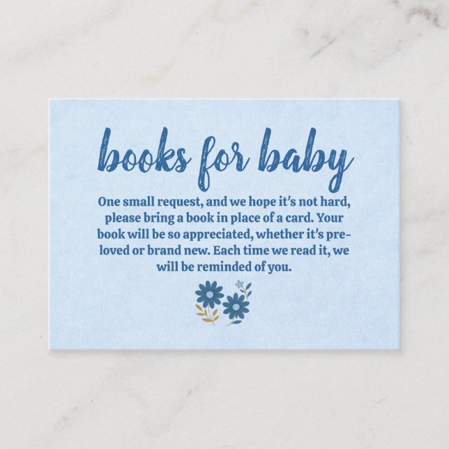 Tarjeta De Visita Libros de bebé de Jean azul para bebé (Anverso)