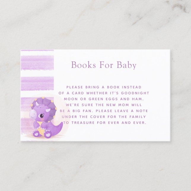Tarjeta De Visita Libros de Chicas de dinosaurios morados para bebé (Anverso)