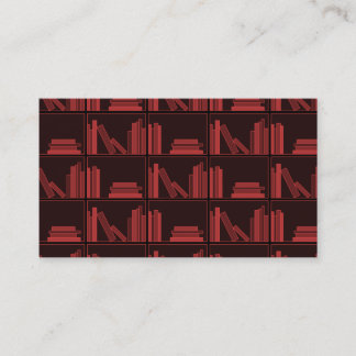 Tarjeta De Visita Libros en estante. Rojo oscuro.