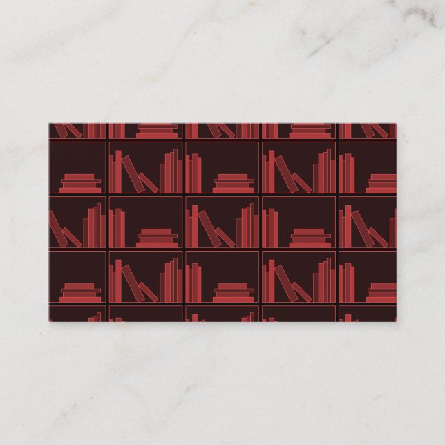 Tarjeta De Visita Libros en estante. Rojo oscuro. (Anverso)