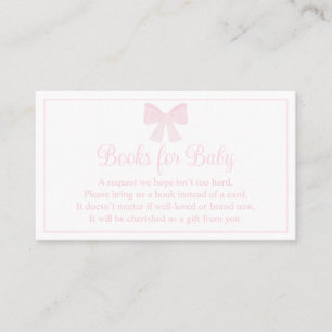 Tarjeta De Visita Libros Para Baby Pink Bow Preppy Baby Shower