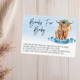 Tarjeta De Visita Libros para Baby Shower Highland Cow Boy Calf