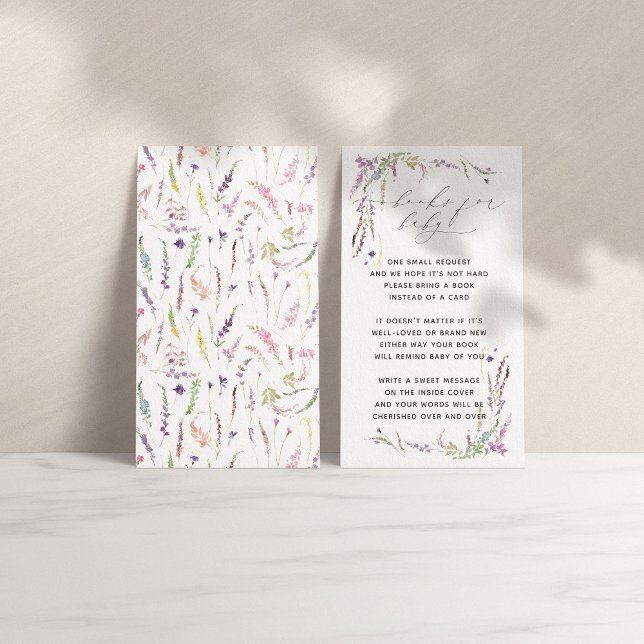 Tarjeta De Visita Libros para Baby Wildflower Floral Baby Shower (Subido por el creador)