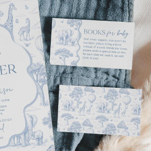 Tarjeta De Visita Libros para bebé Toile De Jouy Safari Baby Shower