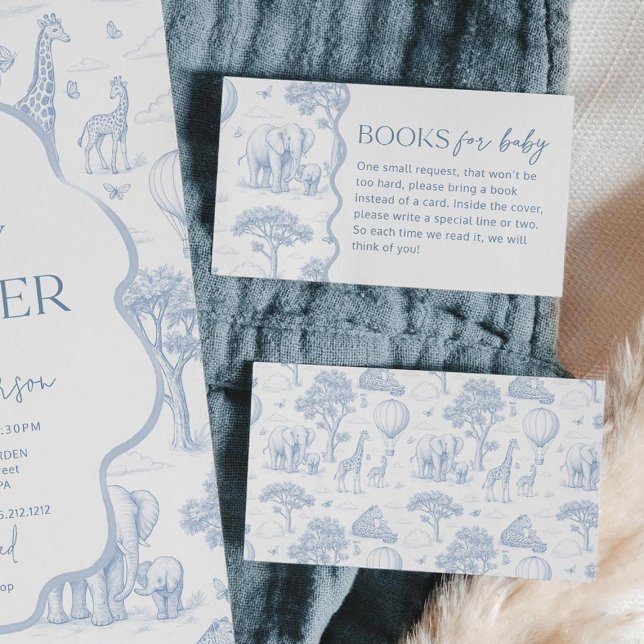 Tarjeta De Visita Libros para bebé Toile De Jouy Safari Baby Shower (Subido por el creador)