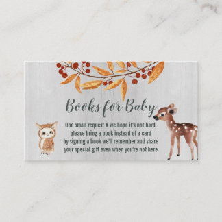 Tarjeta De Visita Libros Para Bebés/Diaper Raffle Woodland Animales