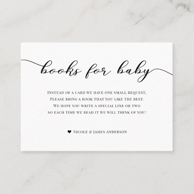 Tarjeta De Visita Libros para envoltorio Baby Shower Placa blanca ne (Anverso)
