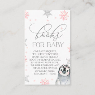 Tarjeta De Visita Libros Plateados Para Bebés Pingüino Insertar Baby