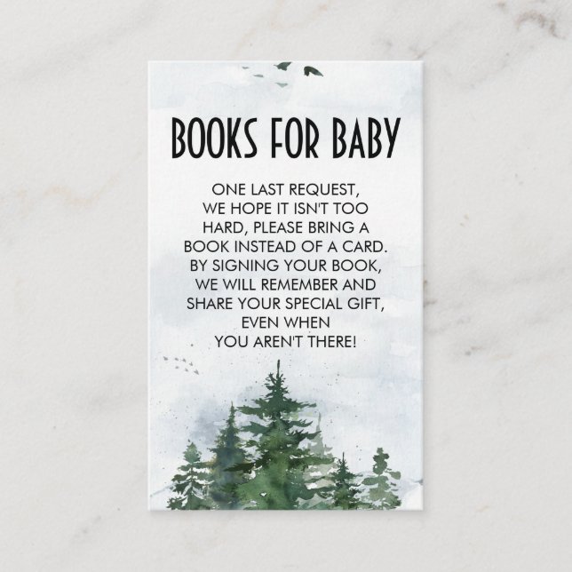 Tarjeta De Visita Libros salvajes de Baby Shower para insertar bebé (Anverso)