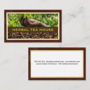 Tarjeta De Visita Licencia de té desplumada   Borde de madera