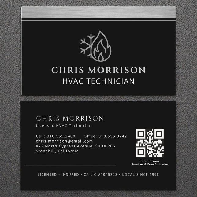 Tarjeta De Visita Licensed HVAC Specialist QR Code  (Subido por el creador)