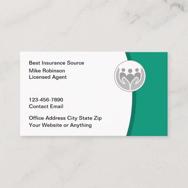 Tarjeta De Visita Licensed Insurance Agent Modern Business Cards (Anverso)