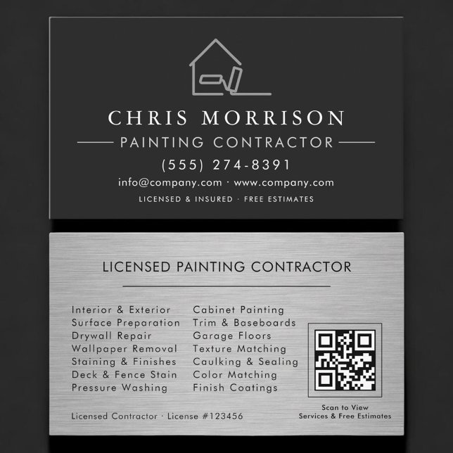 Tarjeta De Visita Licensed Painting Contractor QR Code Professional (Subido por el creador)