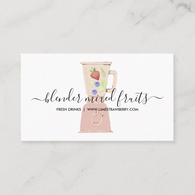 Tarjeta De Visita Licuadora Frutas Bebida mixta jugo fresco (Anverso)