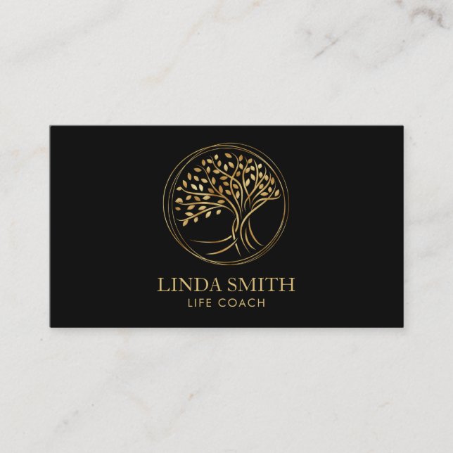 Tarjeta De Visita Life Coach Therapist Spa Wellness Cosméticos Árbol (Anverso)