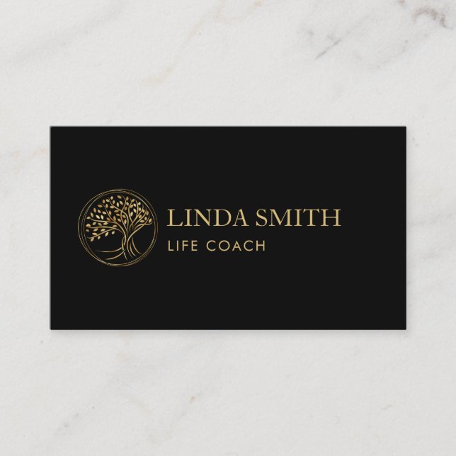 Tarjeta De Visita Life Coach Therapist Spa Wellness Cosméticos Árbol (Anverso)