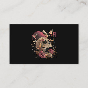 Tarjeta De Visita Life & Death Skull Flowers Skeleton Halloween Japa