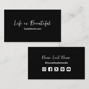 Tarjeta De Visita Life is Beautiful Black Website Blog Social Media