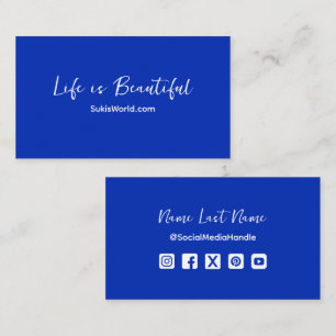 Tarjeta De Visita Life is Beautiful Blue Website Blog Social Media