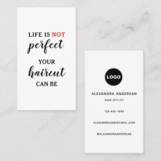 Tarjeta De Visita Life Is NOT Perfect Modern Typography Hairstylist