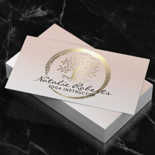 Tarjeta De Visita Life Tree Gold Circle Yoga Meditation Wellness Spa