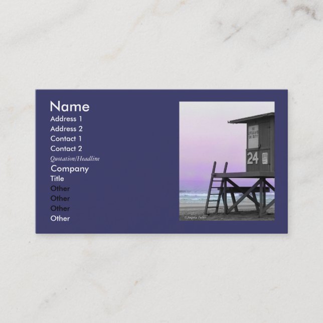 Tarjeta De Visita Lifeguard Tower Newport Beach Biz Cards (Anverso)