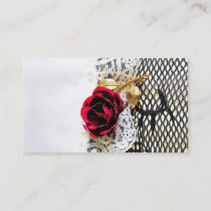 Tarjeta De Visita Liga romántica del rosa rojo y del boda
