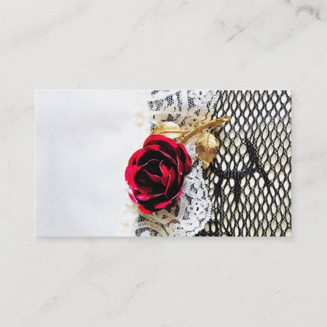 Tarjeta De Visita Liga romántica del rosa rojo y del boda (Reverso)