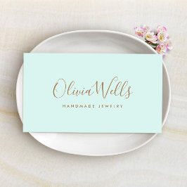 Tarjeta De Visita Ligera escritura azul Aqua Blue manuscrita en medi