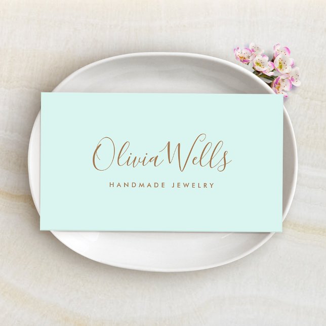 Tarjeta De Visita Ligera escritura azul Aqua Blue manuscrita en medi (Subido por el creador)