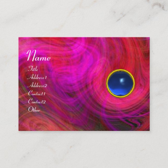 Tarjeta De Visita LIGERA VORTEX AZUL SAFIRO Púrpura amarillo (Anverso)