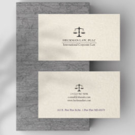 Tarjeta De Visita Light Beige Linen Black Justice Scale 