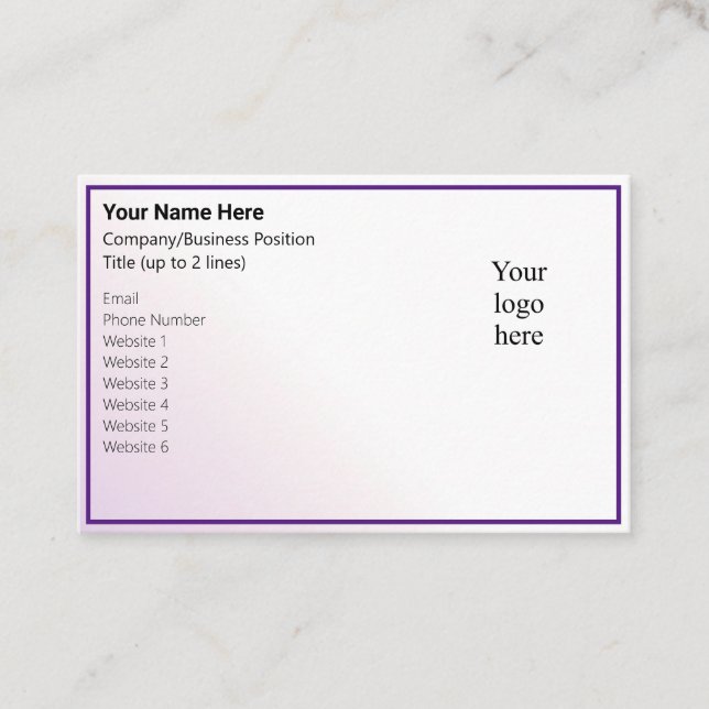 Tarjeta De Visita Light Peri Tint & Royal Purple Online Biz Logo (Anverso)