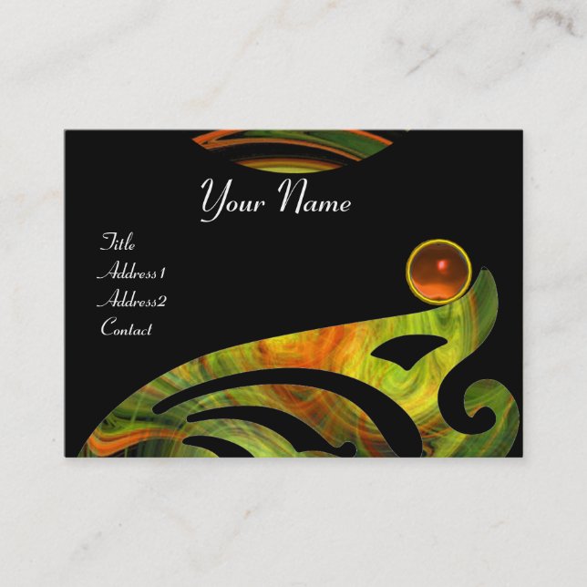 Tarjeta De Visita LIGHT VORTEX AGATE naranja amarillo negro verde (Anverso)