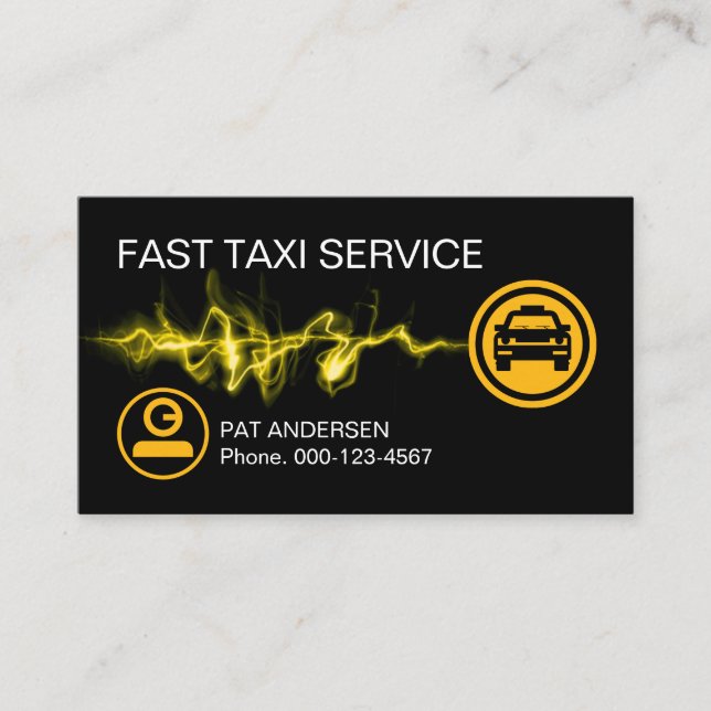 Tarjeta De Visita Lightning Fast Taxi Service Driving (Anverso)