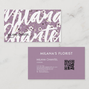 Tarjeta De Visita Lila Daisy Flor moderna y trendy Floristería