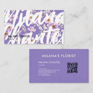 Tarjeta De Visita Lila Daisy Flor moderna y trendy Floristería