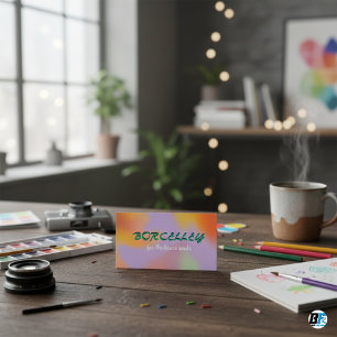 Tarjeta De Visita Lila Púrpura colorido Neon Brillante Alegre Valien