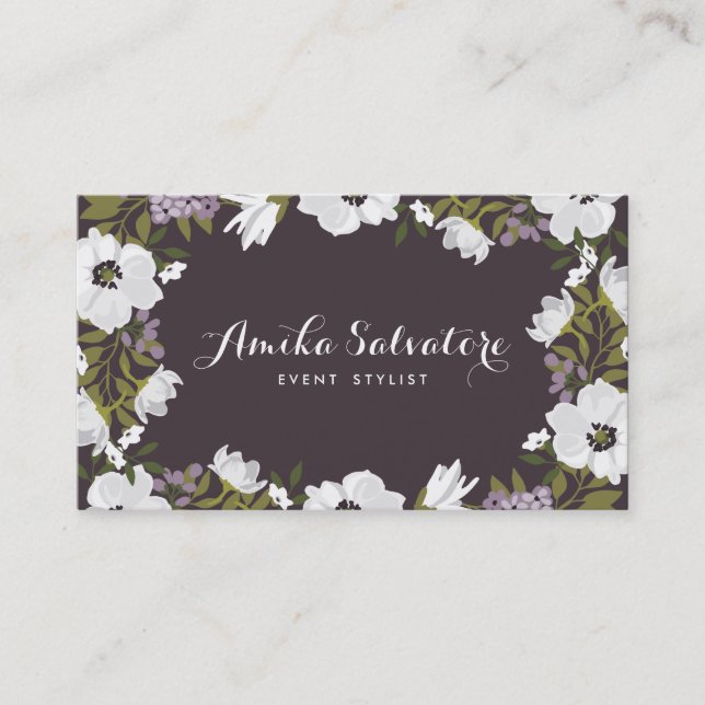 Tarjeta De Visita Lilac Anemone florece floral personalizada (Anverso)