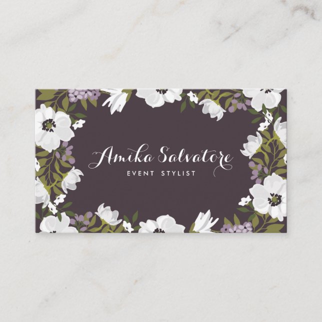 Tarjeta De Visita Lilac Anemone florece floral personalizada (Anverso)