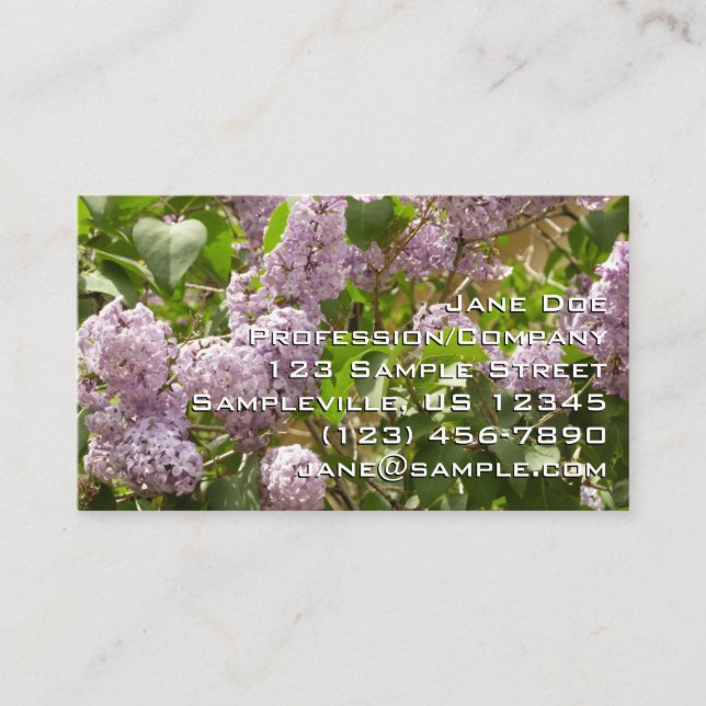 Tarjeta De Visita Lilac Bush hermosas flores de primavera morada (Anverso)