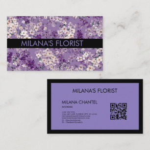 Tarjeta De Visita Lilac Daisy Flor moderna y trendy Floristería 