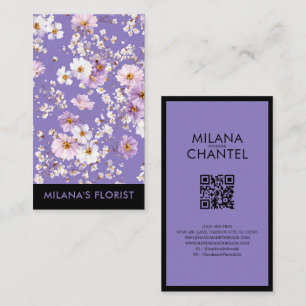 Tarjeta De Visita Lilac Daisy Flor moderna y trendy Floristería