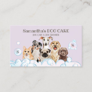 Tarjeta De Visita Lilac Dog Spa Salon Sitting Bathing Grooming