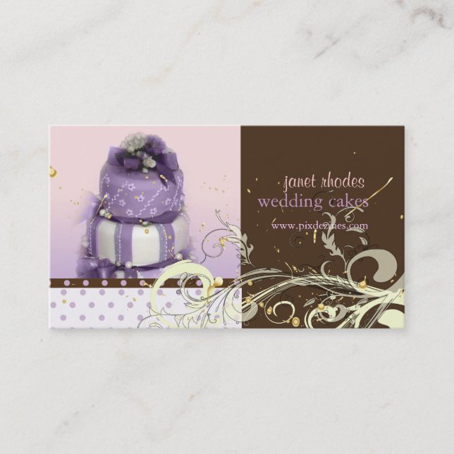 Tarjeta De Visita Lilac/lavanda/pastel de chocolate, panadería (Anverso)