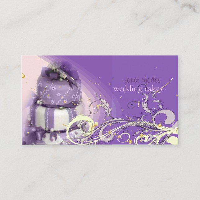 Tarjeta De Visita Lilac/lavanda/pastel de chocolate, panadería (Anverso)