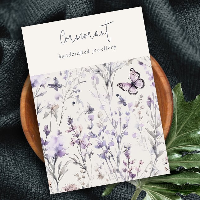 Tarjeta De Visita Lilac Purple Floral Script Earl Stud Holder (Subido por el creador)