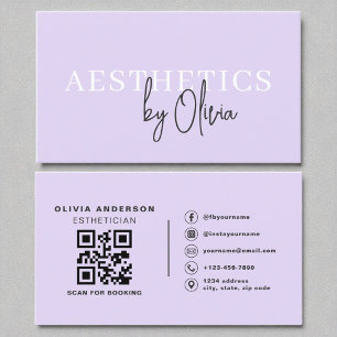 Tarjeta De Visita Lilac Purple Skincare Esteticista Código QR